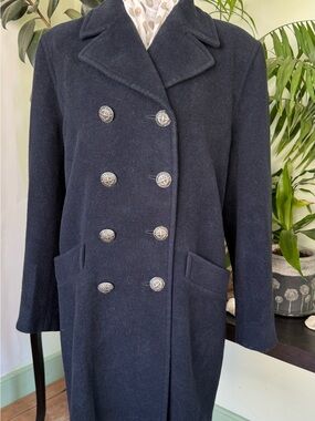 Cinzia Rocca Double-Breasted Navy Women's Wool Pea Coat